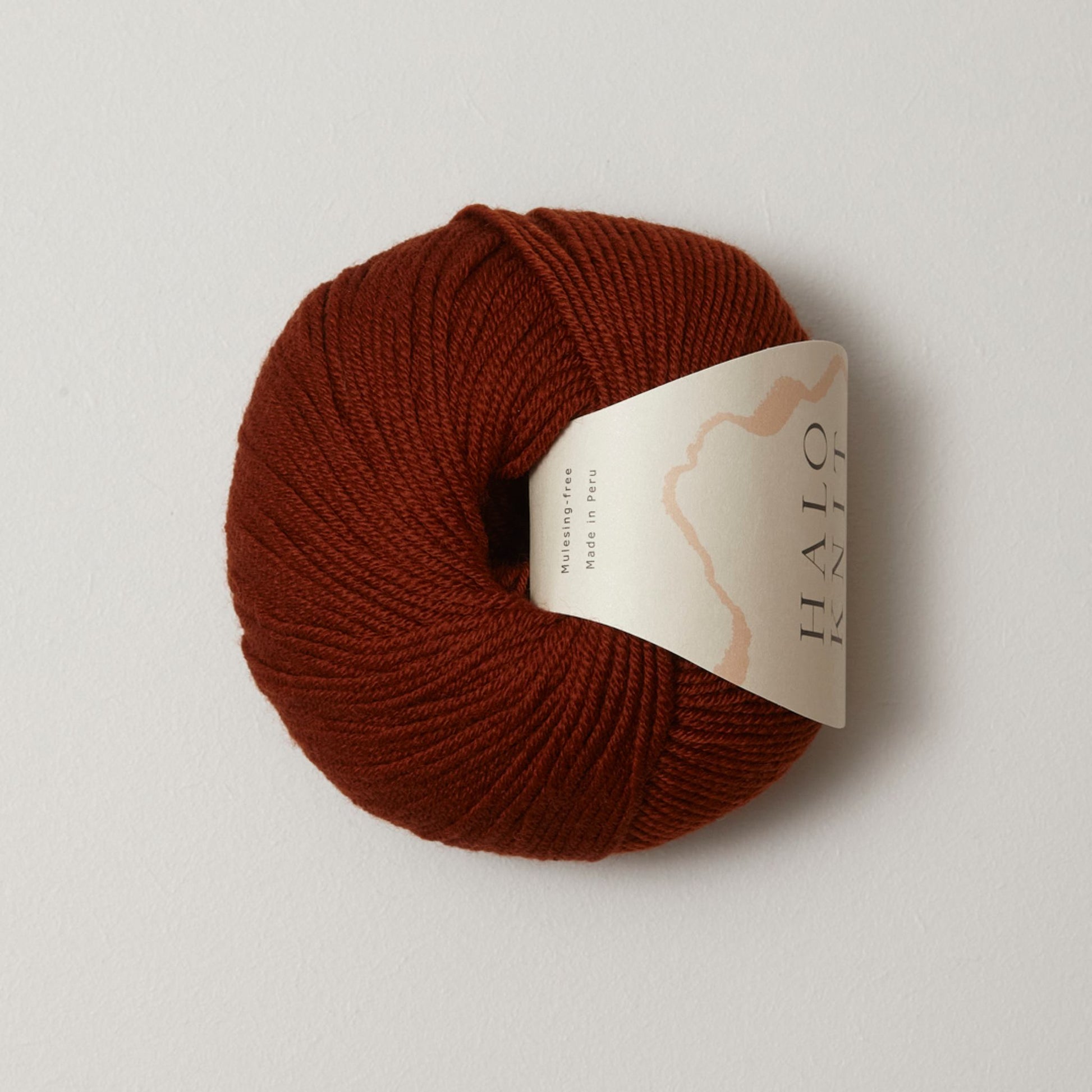 100% Merino uldgarn i farven Rust fra HALO KNIT – mulesing fri