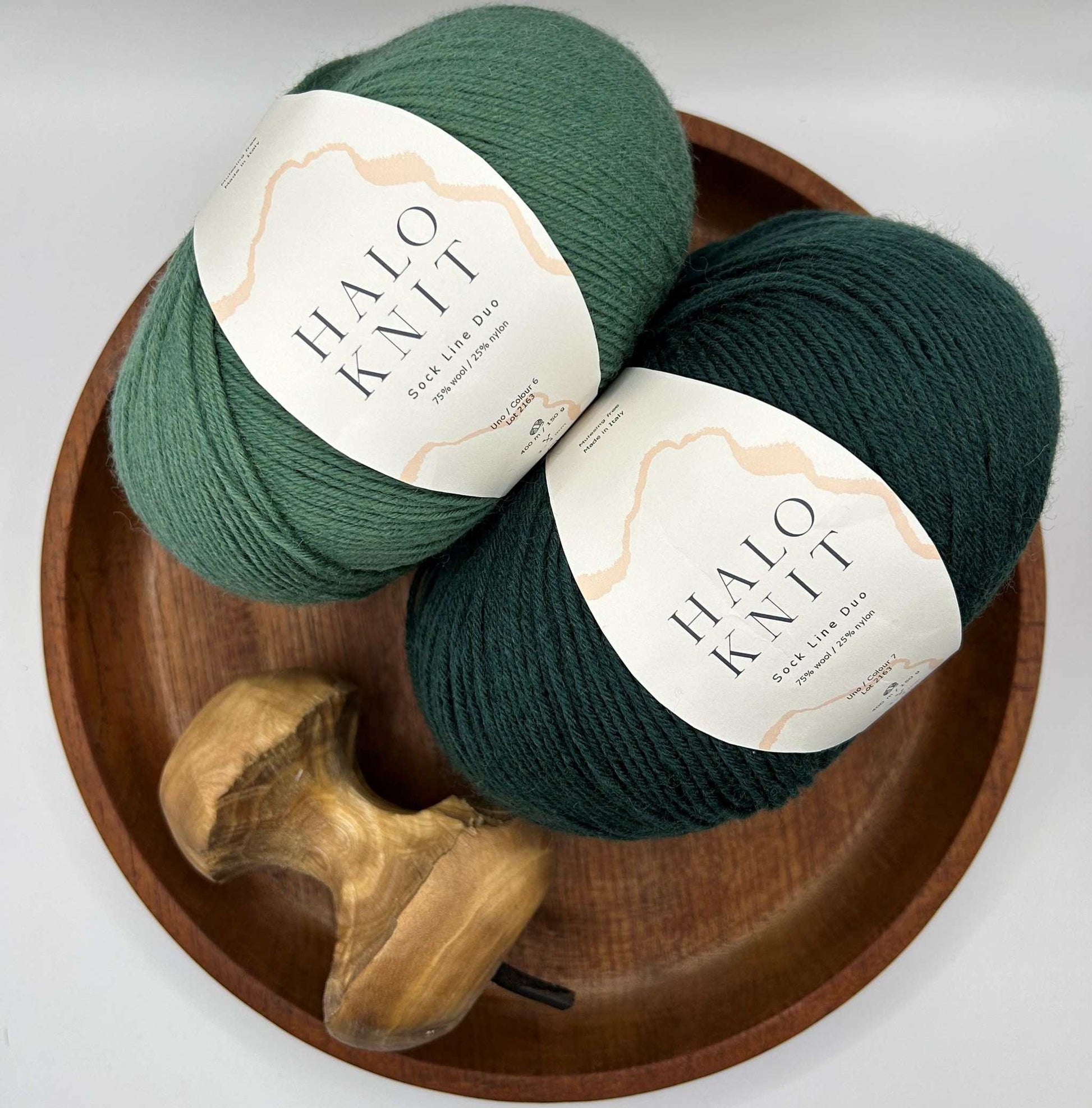 Halo Knit duo strømpegarn 2 grønne nuancer