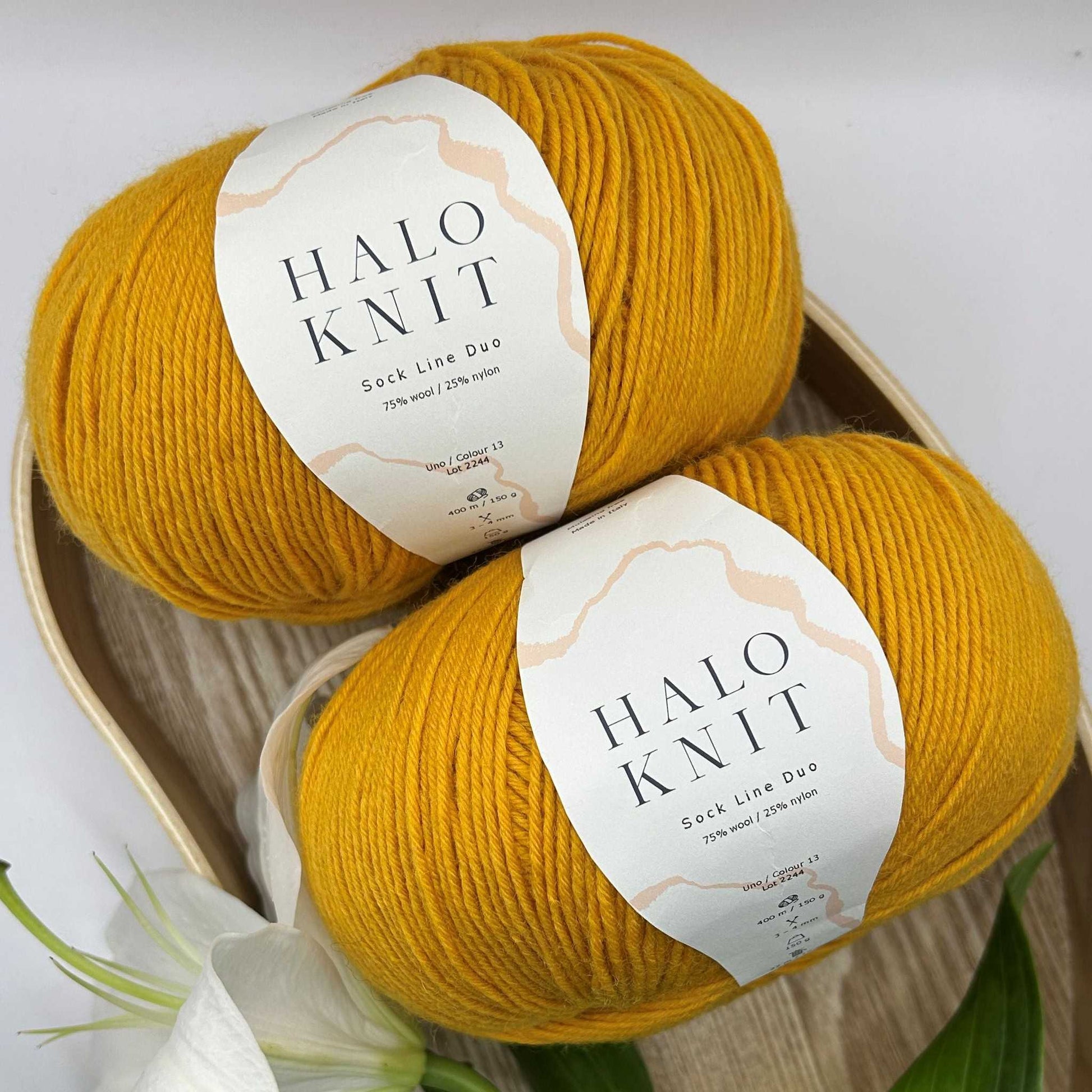 Halo Knit duo strømpegarn gul