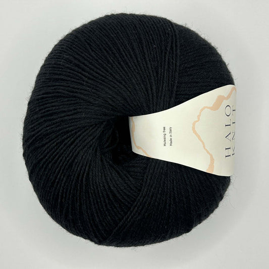 Halo Knit duo strømpegarn sort et nøgle