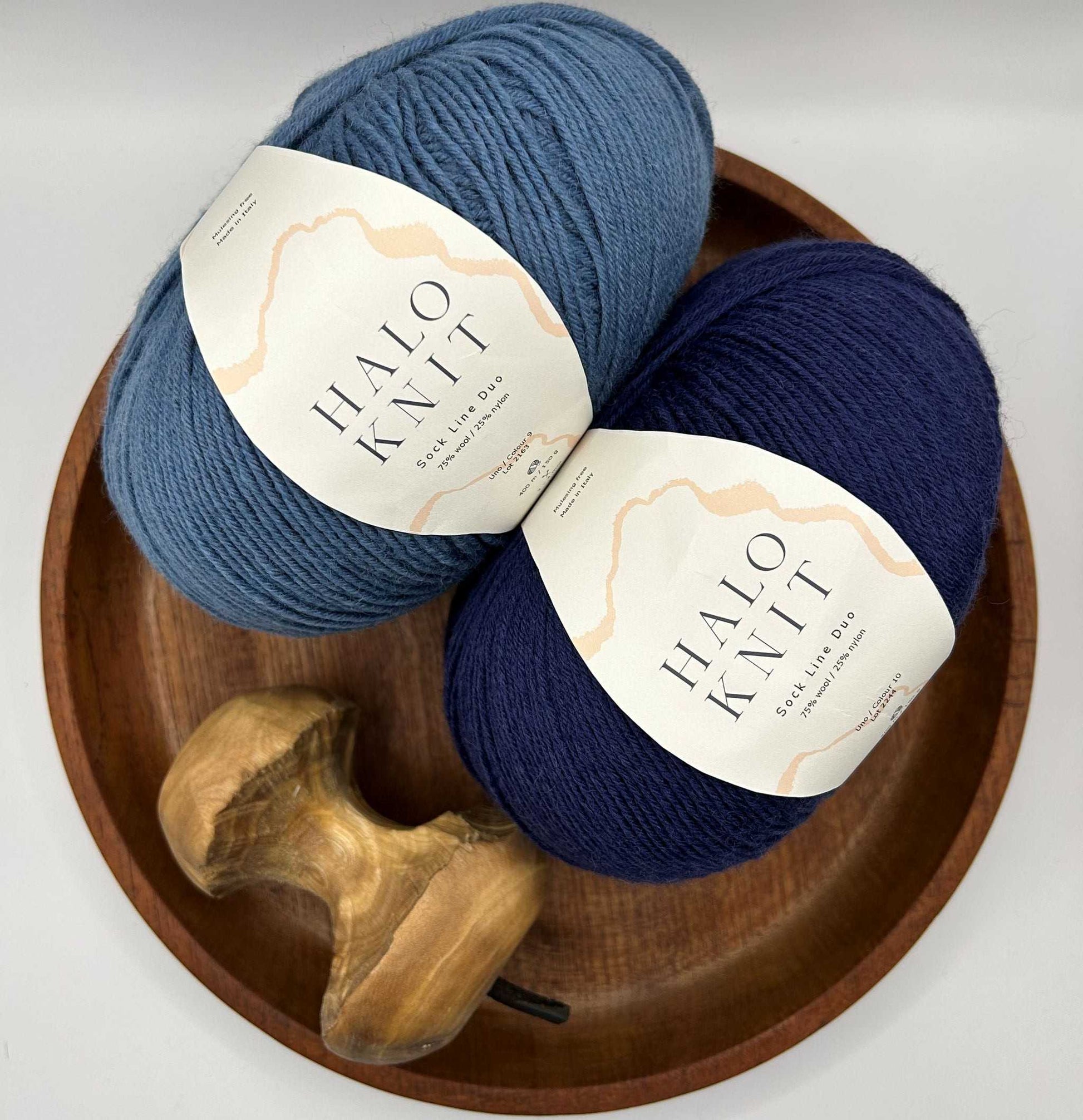 Halo Knit duo strømpegarn støvet og mørke blå