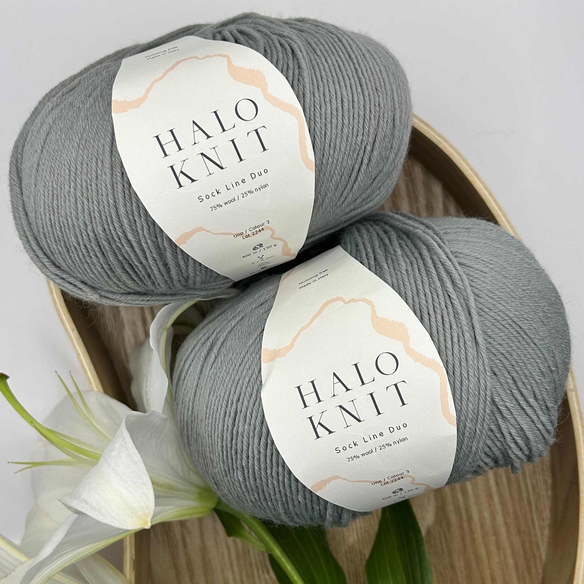 Halo Knit duo 2 nøgler strømpegarn grå
