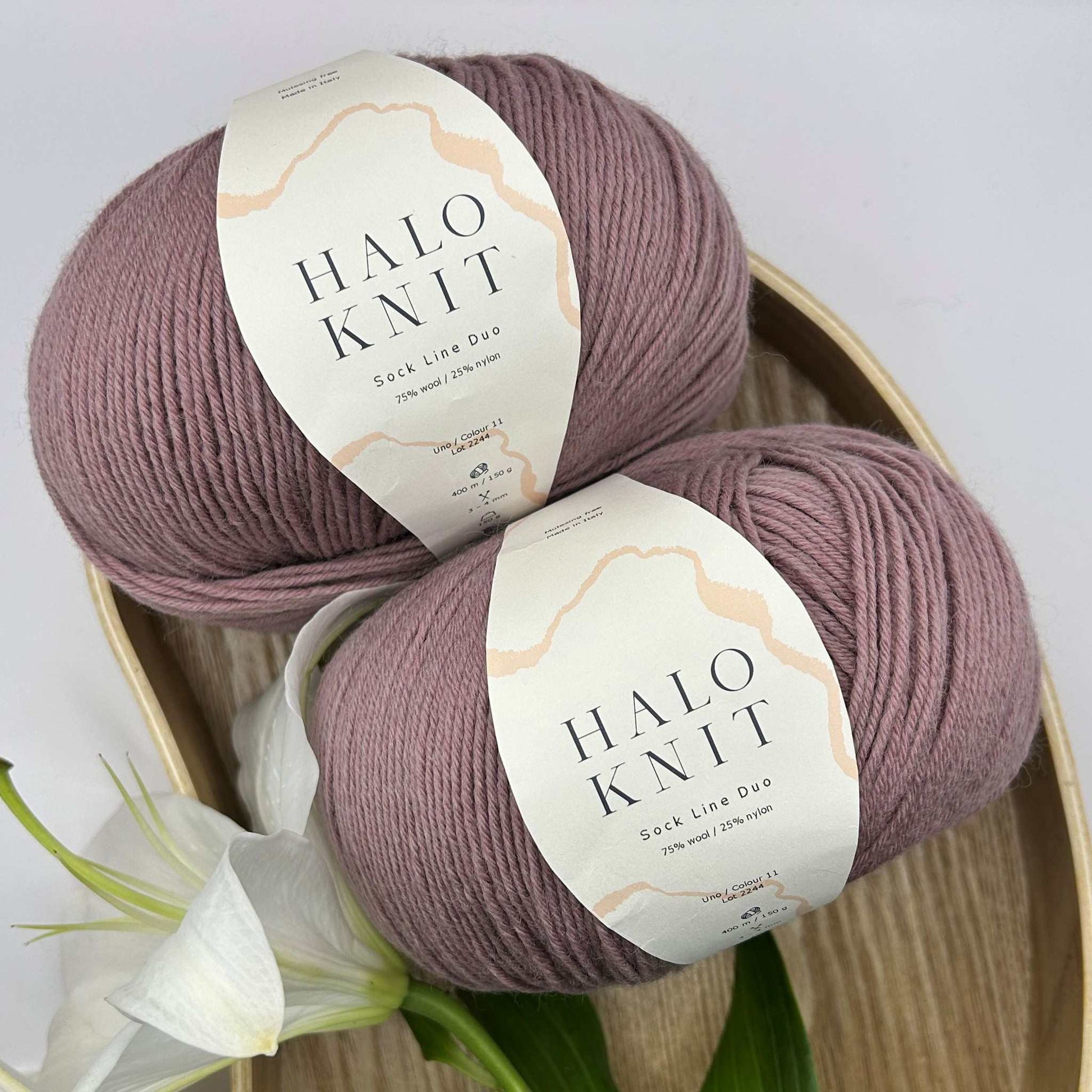 Halo Knit duo strømpegarn rosa