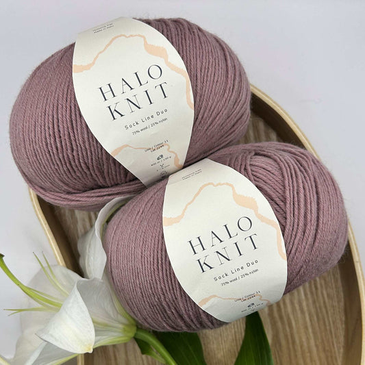 Halo Knit duo strømpegarn rosa